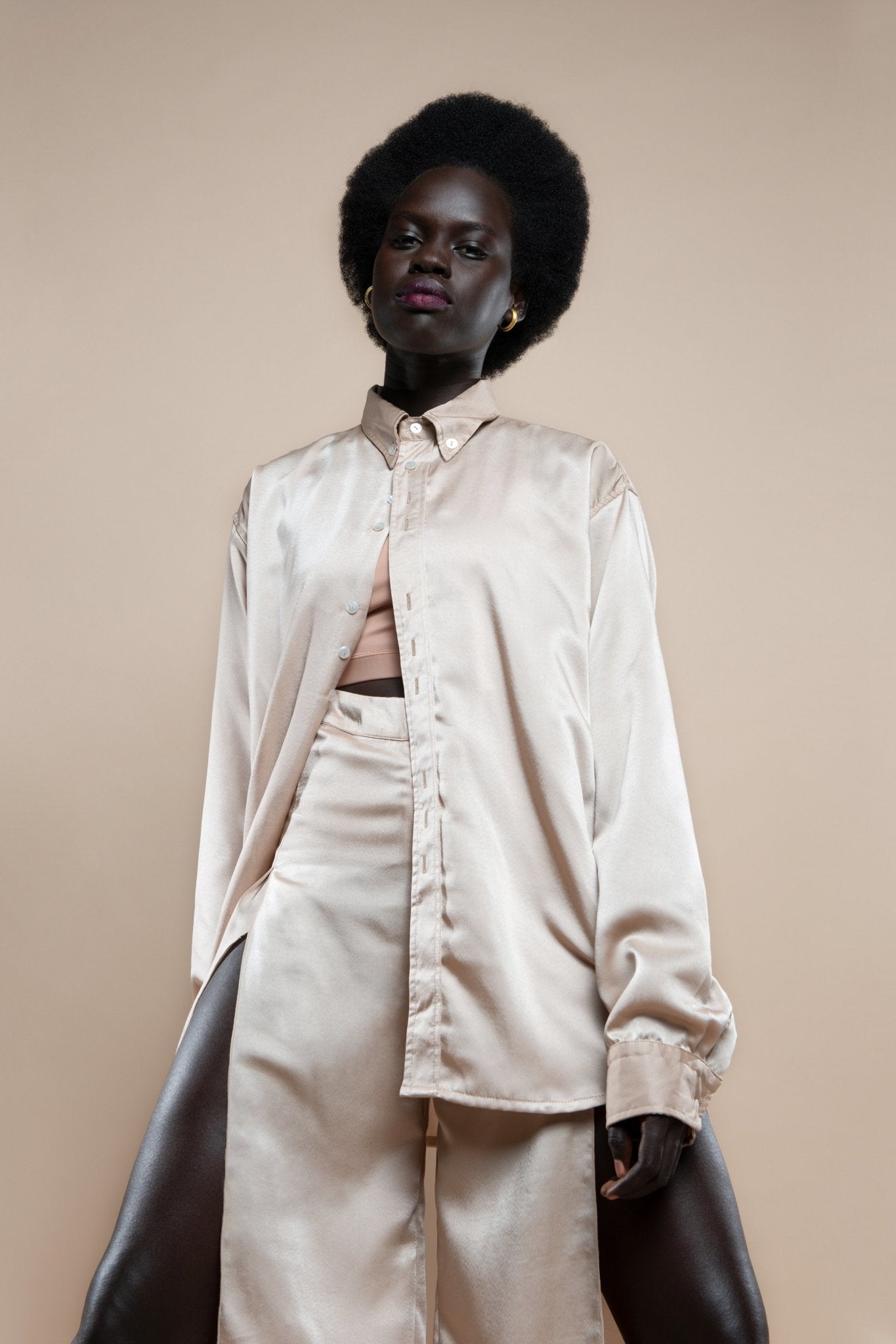 Pash Satin Oversized Shirt - Makara wear