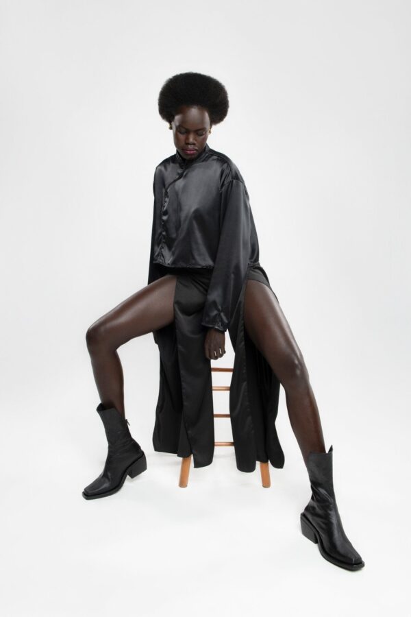 Upcycled Black Silk Melrose Pants - Makara wear